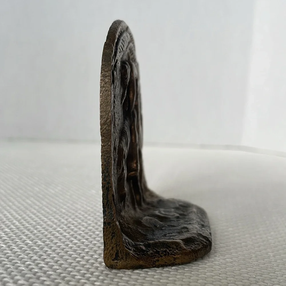 Vintage Dodge Company The End of the Trail Cast Metal Bronze Figural Bookend EUC